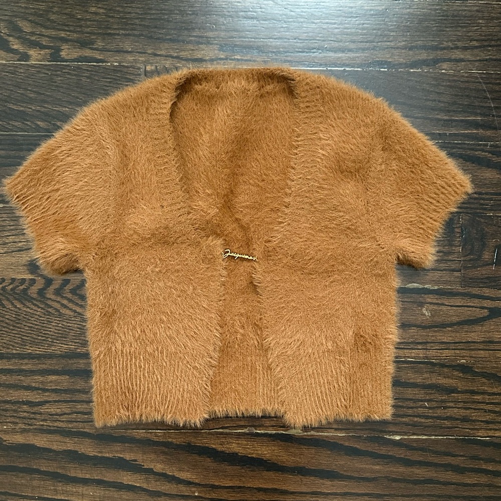 Jacquemus Fuzzy Brown Short Sleeve Cardigan